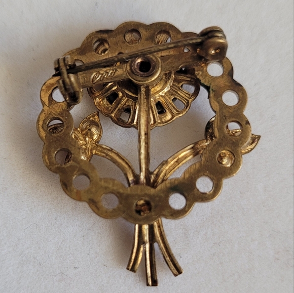 Rare Vintage Coro Guilloche Rose Brooch Delicate Feminine Floral - Picture 4 of 5